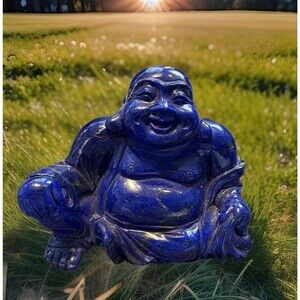 Lapis Lazuli Happy Buddha Statue Hand Carved Natural Stone